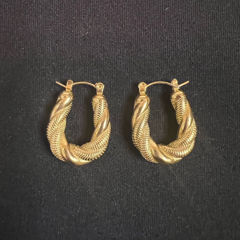 Gold Textured Hoops